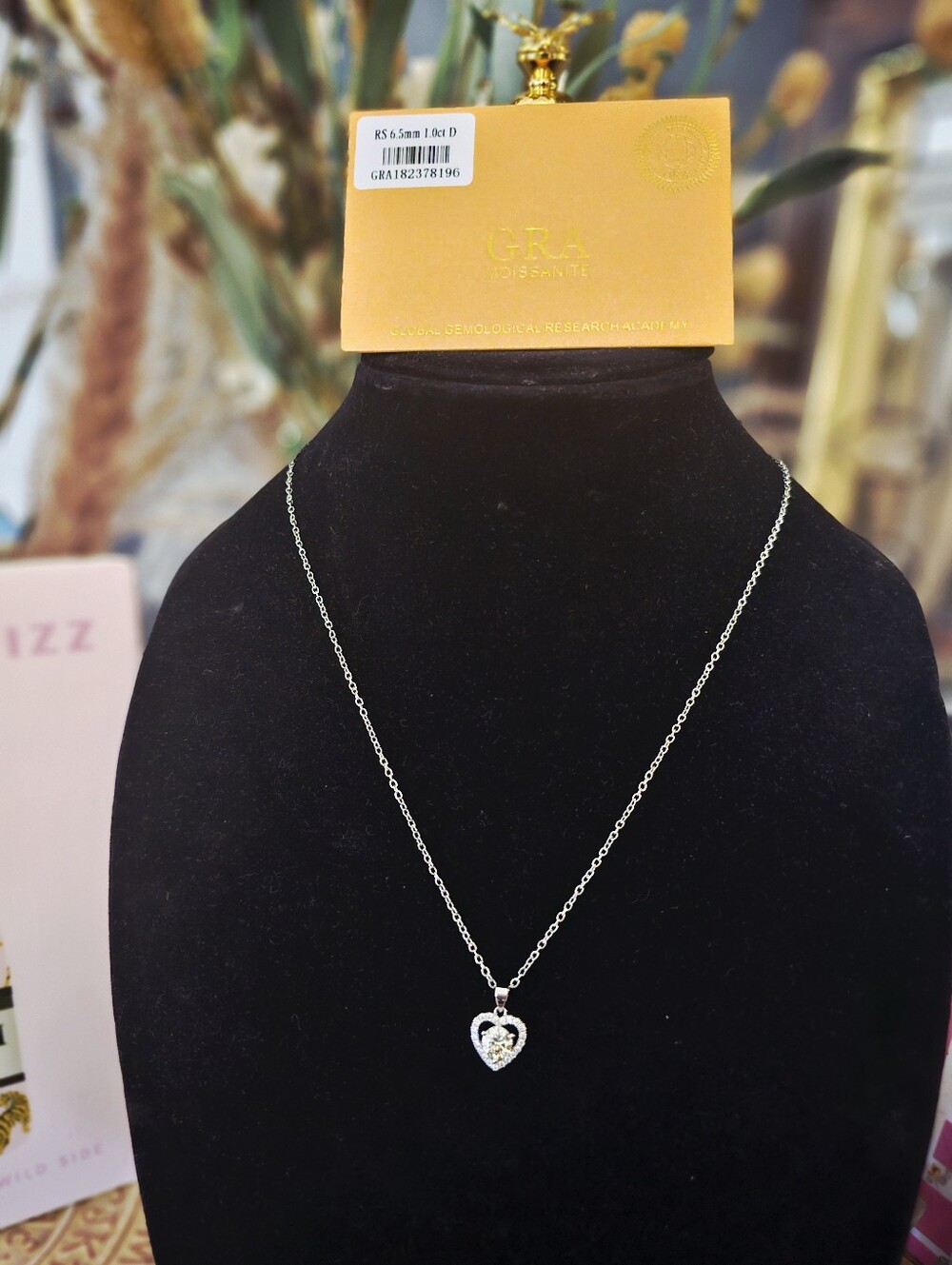 Moissanite Necklace in Heart Pendant with GRA - Picture 5 of 7